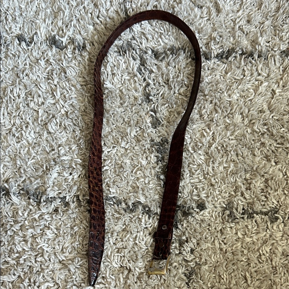 Elegant Brown Embossed Leather Belt